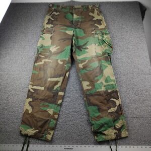 VTG 80s US Military Combat Pants Mens Medium Long Woodland Camo Cargo Cotton